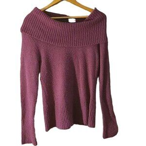 Yarn Art Medium Purple Wide Neck Sweater